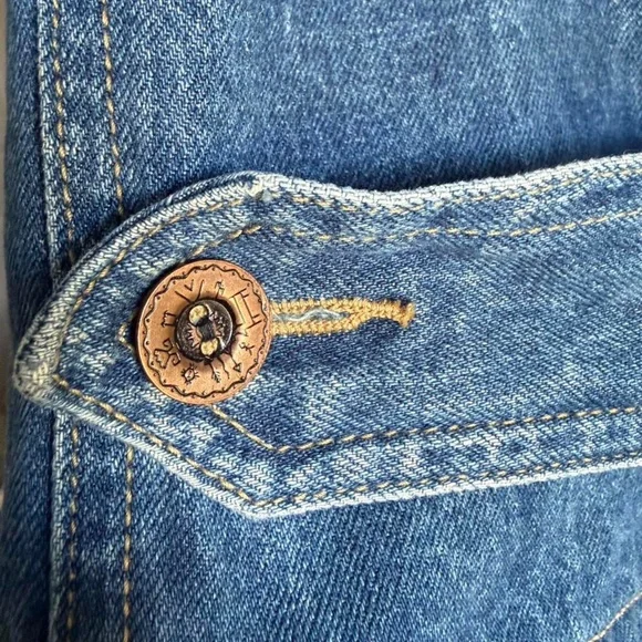 Vintage 90s Lizwear Blue Denim Trench Coat (sz Small/ Oversized Fit) - Picture 5 of 8